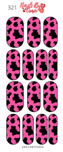 #321 Pink & Black Cow Print - Full Cover Decals