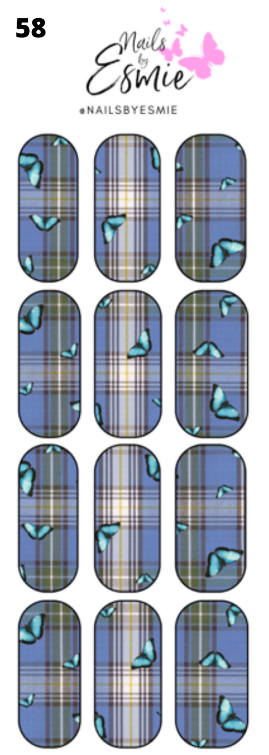 #58 Blue Plaid with Butterflies