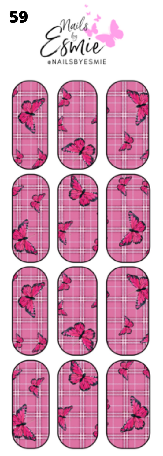 #59 Pink Plaid with Butterflies