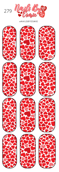 #279 Red Hearts - Full Cover Decals