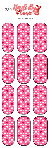 #280 Pink and Red Hearts - Full Cover Decals