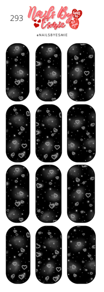 #293 Black & White Airbrush Hearts - Full Cover Decals