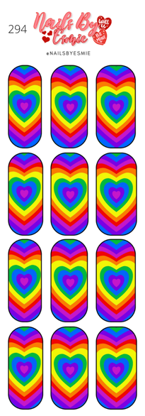 #294 Rainbow Hearts - Full Cover Decals