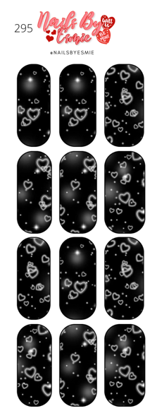 #295 Black & White Airbrush Hearts - Full Cover Decals