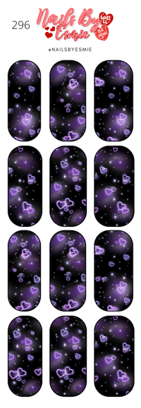 #296 Purple Airbrush Hearts - Full Cover Decals