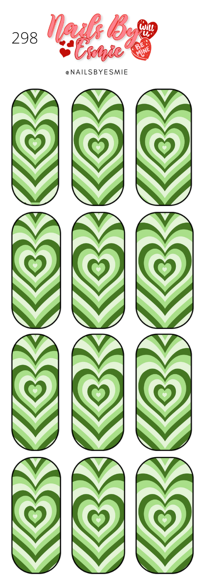 #298 Green Hearts - Full Cover Decals