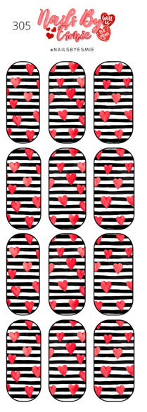 #305 Stripes & Hearts - Full Cover Decals