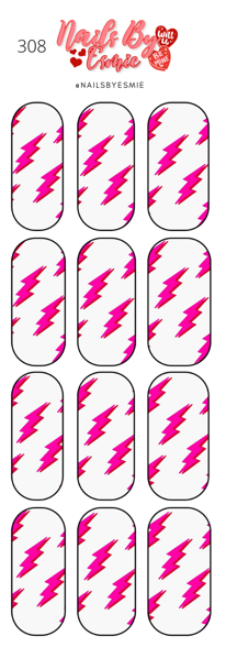 #308 Pink Lightning Bolt - Full Cover Decals