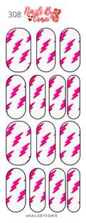 #308 Pink Lightning Bolt - Full Cover Decals