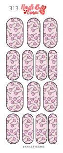 #313 Pink Heart Lollipops - Full Cover Decals