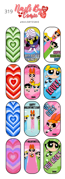 #319 Powerpuff Girls 90s V-Day Cards - Full Cover Decals