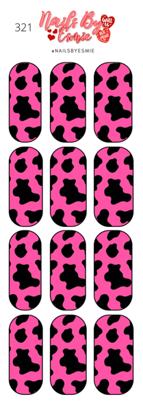 #321 Pink & Black Cow Print - Full Cover Decals