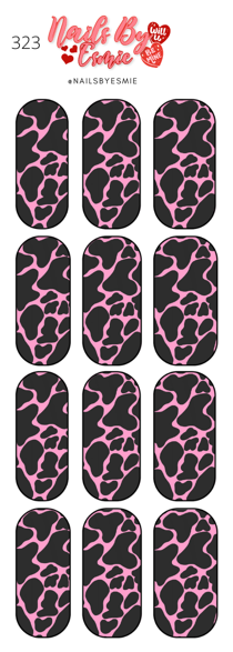 #323 Pink & Black Cow Print - Full Cover Decals