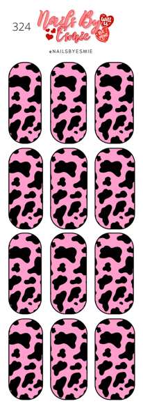 #324 Pink & Black Cow Print - Full Cover Decals