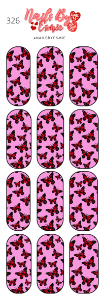 #326 Red Butterflies - Full Cover Decals