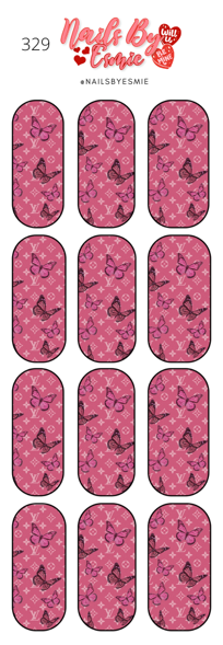 #329 Pink LV Butterflies - Full Cover Decals