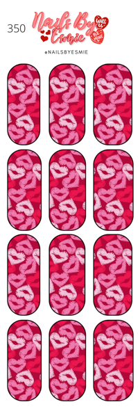 #350 Pink & Red Lip Hearts - Full Cover Decals